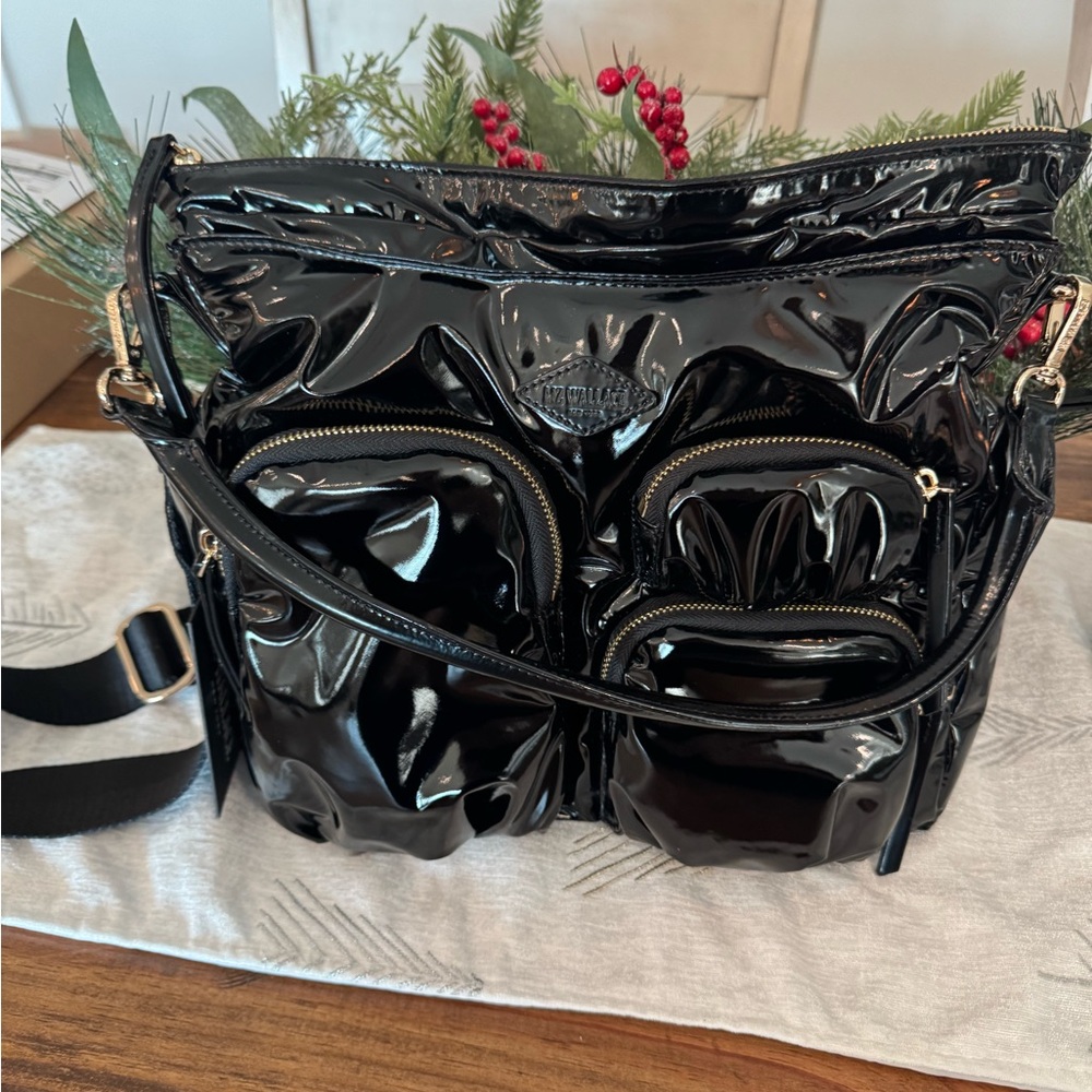 MZ Wallace Shiny Black Hobo Bag